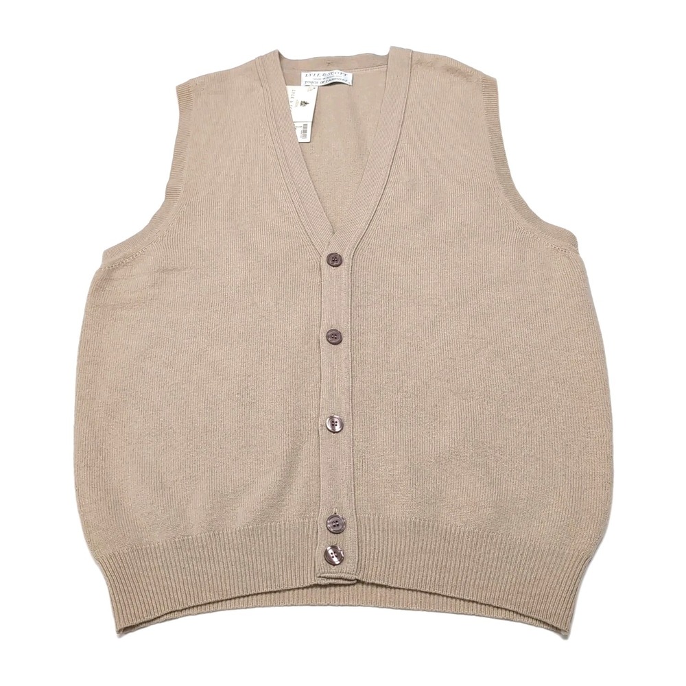 Vtg Lyle & Scott Scotland Touch of Cashmere Waistcoat Vest Mens M‎ Parchment NWT